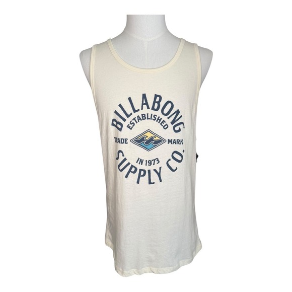 Billabong Established Supply Co. Tank Top Surf Beach Graphic Beige Large NWT - Picture 1 of 5